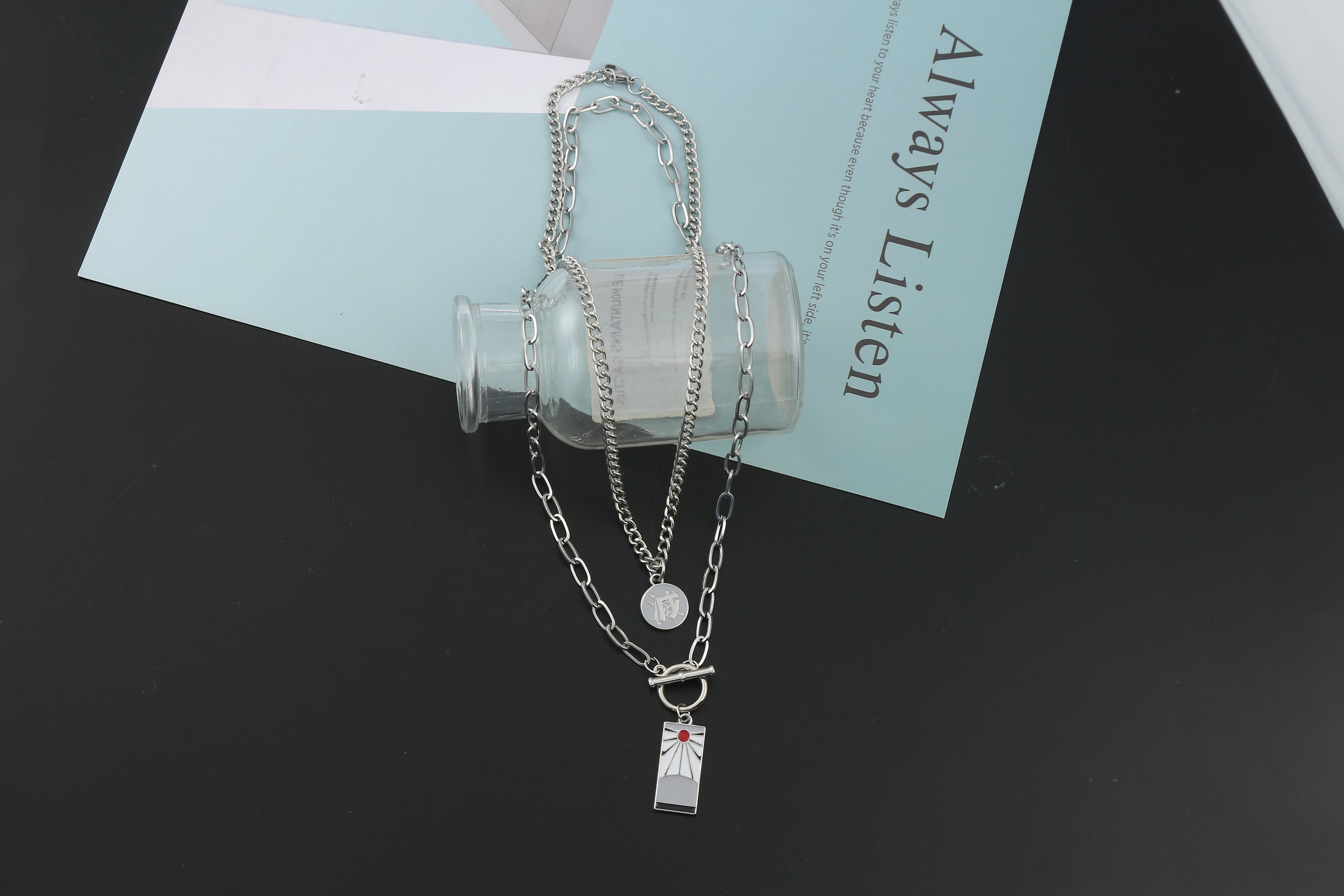 

Japanese Anime Cartoon Double-Layer Necklace Creative Fashionable Cosplay Pendant Jewelry Accessory for Women And Men
