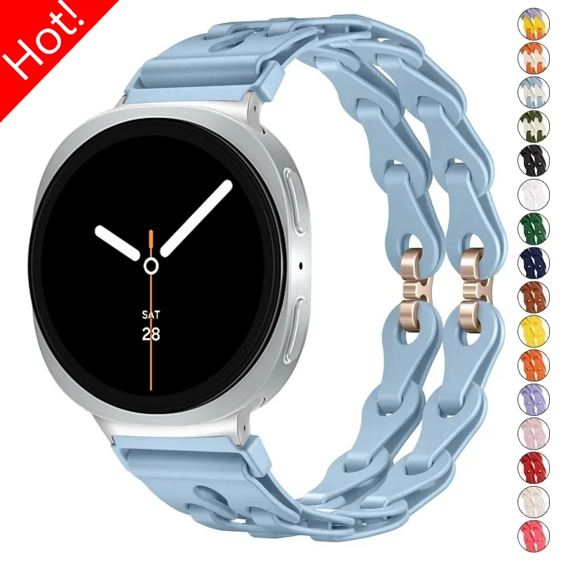 Silicone Strap for Samsung Galaxy Watch 8 40/44mm 8Classic 46mm Women Chain Bracelet for Galaxy Watch Ultra 2025 47mm Wristband