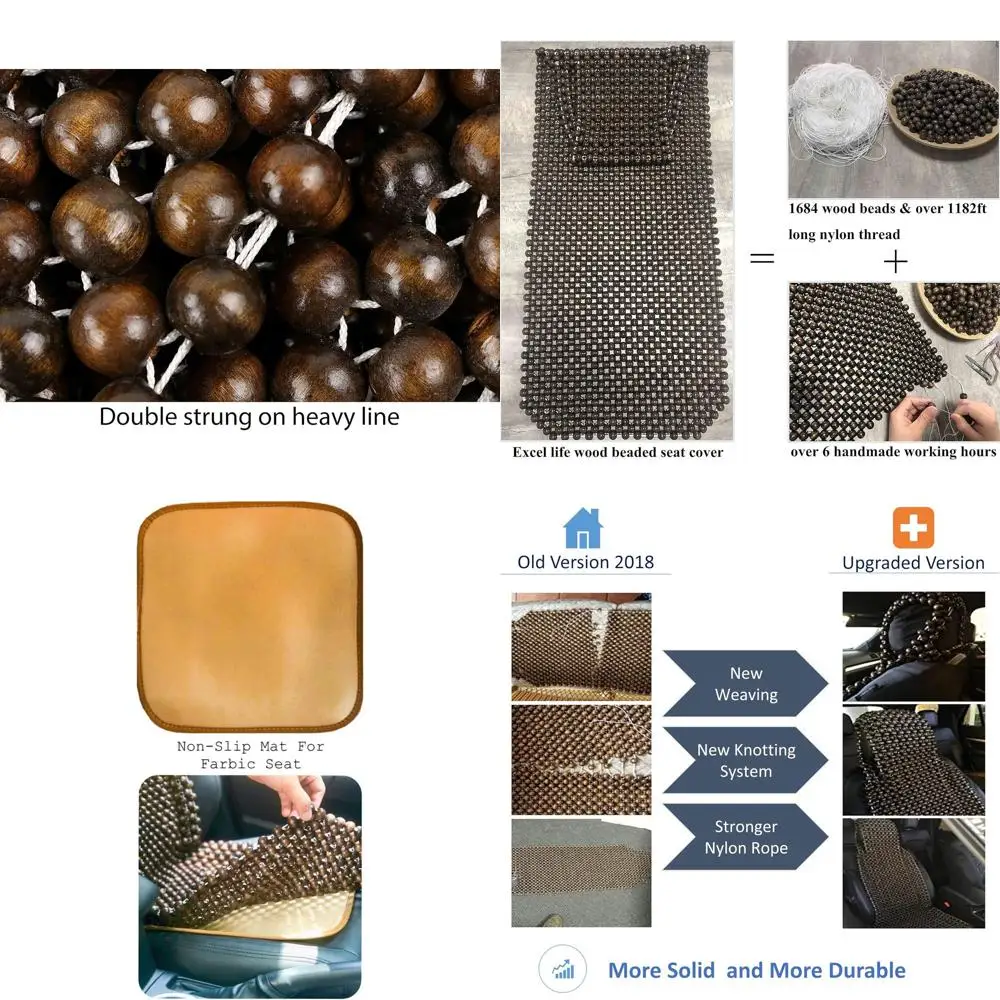 

Wooden Bead Seat Cushion for Cars and Trucks: Cooling Massage, Reduces Sweat, Enhances Long-Distance Comfort