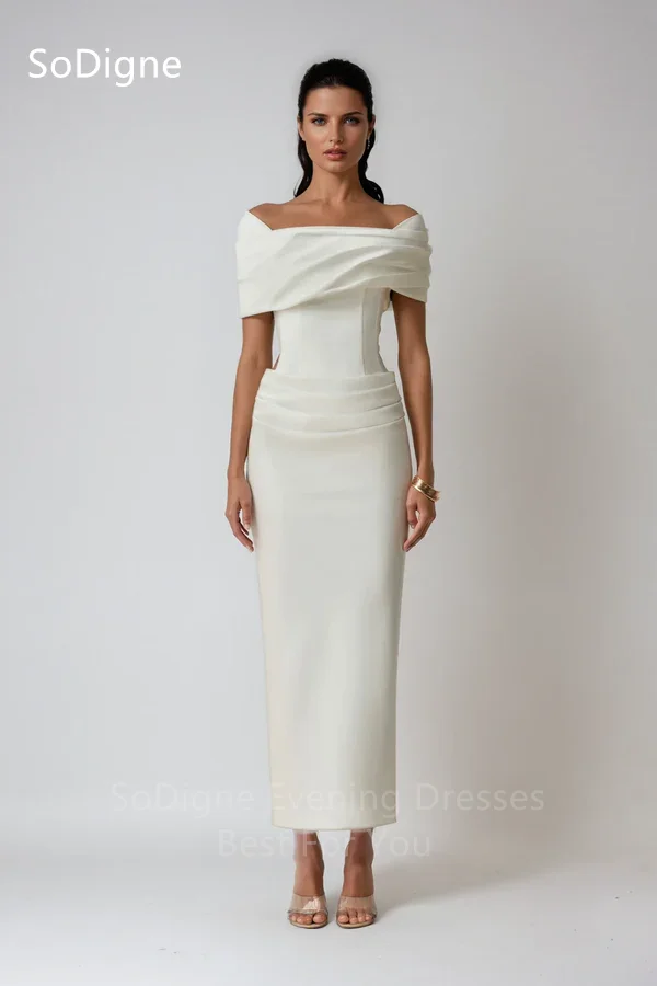 SoDigne Elegant Evening Dresses Off The Shoulder Sleeveless Party Dress Prom Sheath Mermaid Gowns Customized