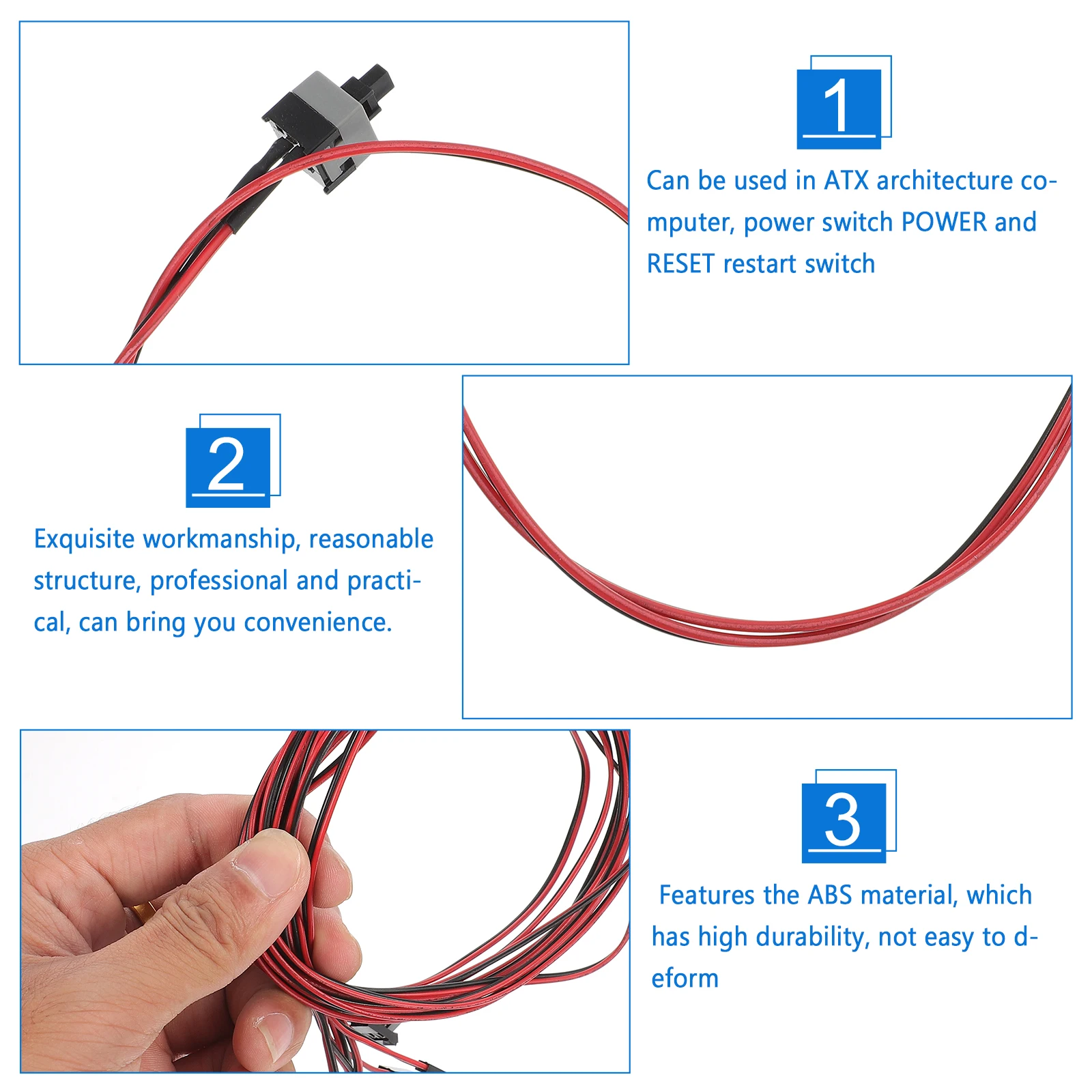 

10 PCS Power-on Button Cable off Restart Re-starting The Host Reset Desktop Computer Supply Abs Part On/Off Line Accessory