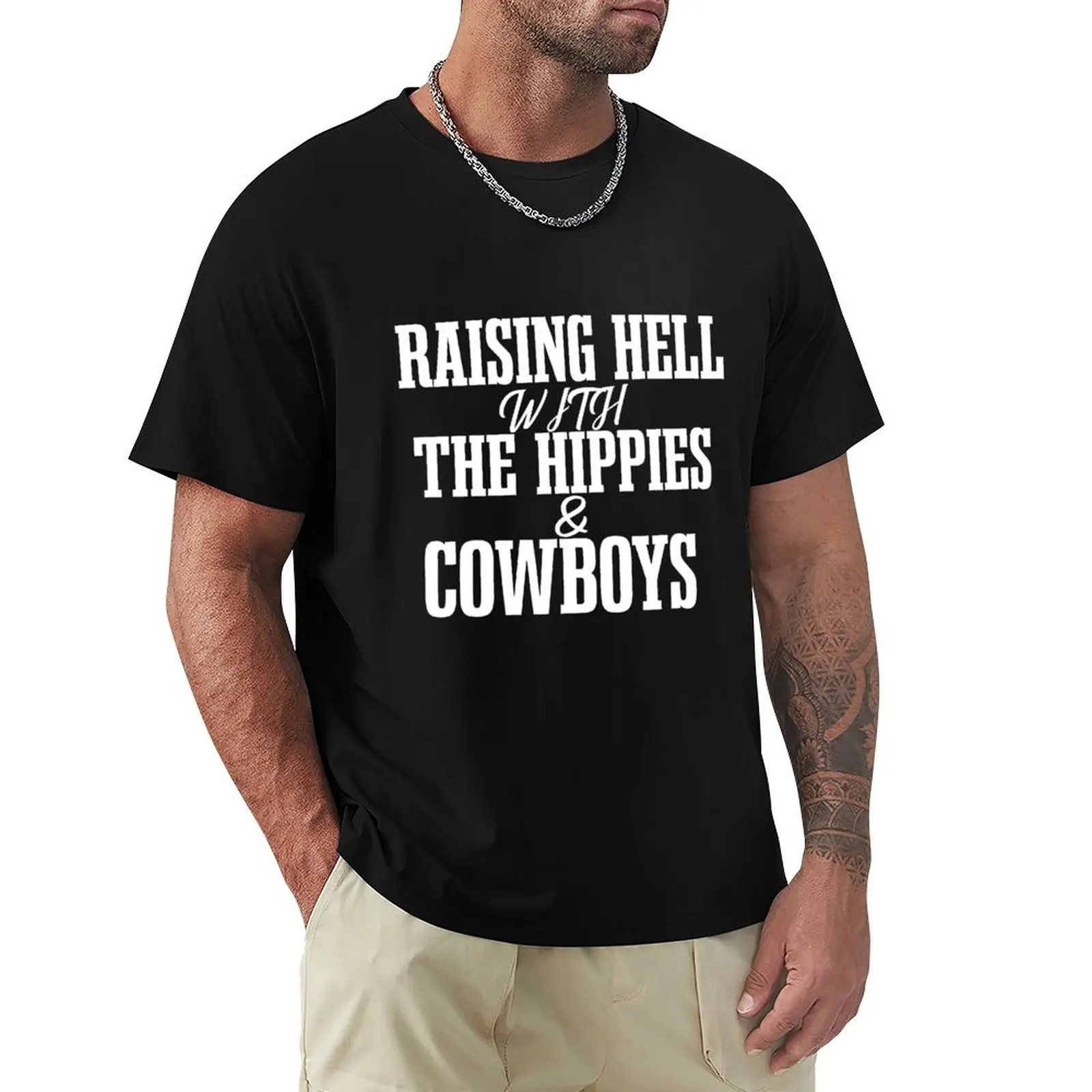 

Raising Hell With the Hippies and the Cowboys SHIRT cody jinks tour T-Shirt korean fashion kawaii clothes Men's clothing