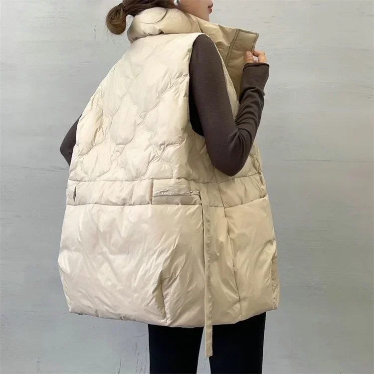 Women's Down Cotton Vest Coat Autumn Winter Short Stand Collar Sleeveless Cotton Jacket Female Casual Quilted Waistcoat 2024 New