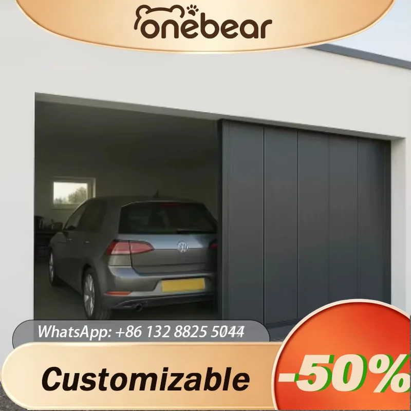 Any Size Custom Residential Double Car Automatic Side Sliding Garage Door Aluminum Alloy Weatherproof Multi Color Options