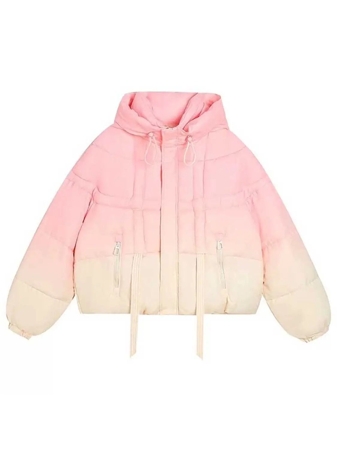 แฟชั่นต่างประเทศมาแรง ชุดผ้าฝ้ายสีชมพู โดพามีน ฤดูหนาว 2025 เสื้อโค้ทอเนกประสงค์แบบหนา