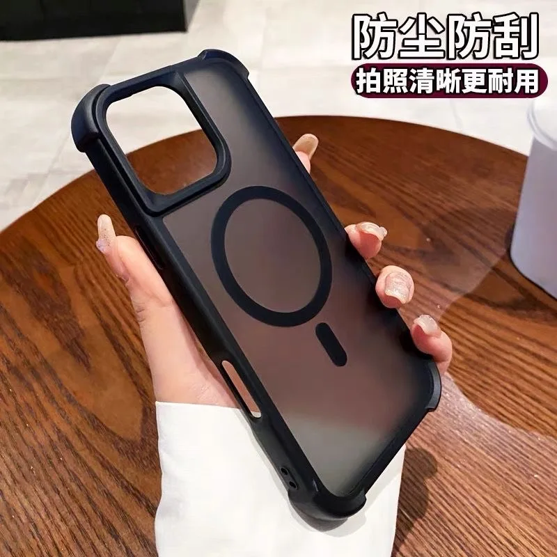 Magnetische Luxus-Matt-Schutzhülle mit Sturzschutz und Stoßfestigkeit für iPhone 15 14 13 17 18 Pro Max, kabelloses Laden für Magsafe-Hülle – Detail 9