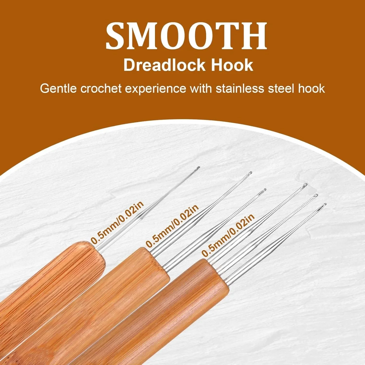 1Pc 0.5mm Dreadlock Crochet Hook Wood Crochet Needles Hair Dreadlocks Tool for Braid Craft