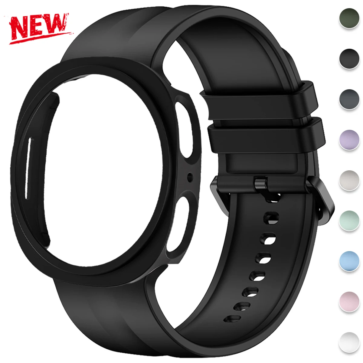 PC Case+Band for Samsung Galaxy watch 9 8 44mm 40mm Glass Correa Silicone Strap Bracelet Galaxy watch 9 8 Sport watch Accessory