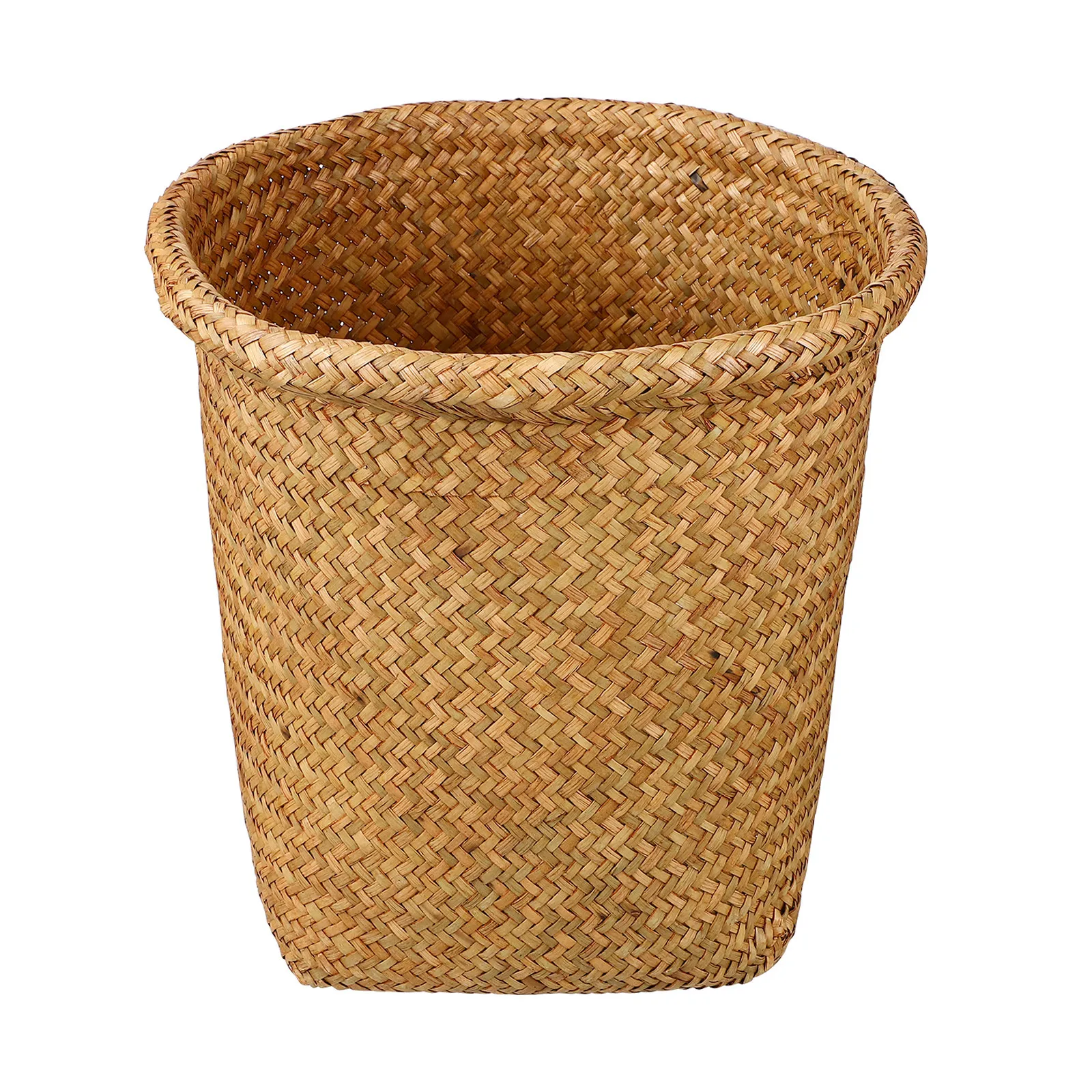 

Woven Trash Basket Rattan Storage Basket Multipurpose Laundry Hamper Rustic Decorative Trash Can for Bedroom Bathroom Kitchen