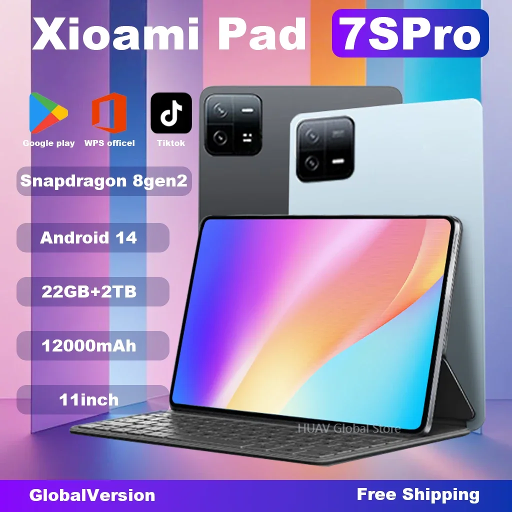 2025 New Original Global Edition Tablet PC Pad 7S Pro Snapdragon 8gen2 Android 14 HD 4K 22GB+2TB 5G Tablet Dual SIM WIFI tablet