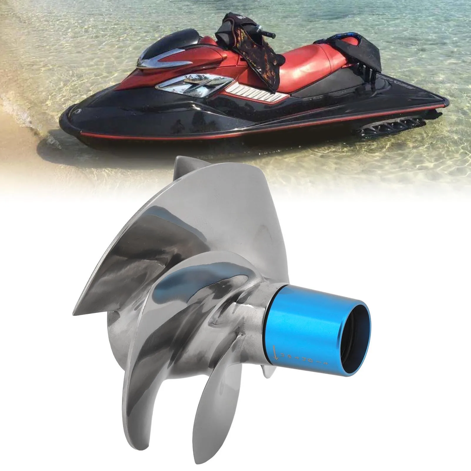 Impeler 4 Bilah 159mm PRZ‑B4‑15/21A Pengganti untuk Sea‑Doo RXP‑X 260 2009 hingga 2015