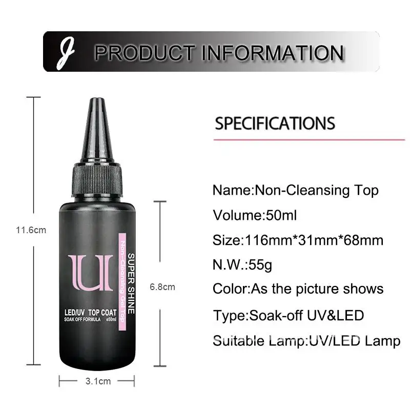 Latest 50ml Strong Rubber Base Gel Semi-permanent Varnish Manicure Base and Top Coat for Gel Polish Hybrid Tempering Top Gellak