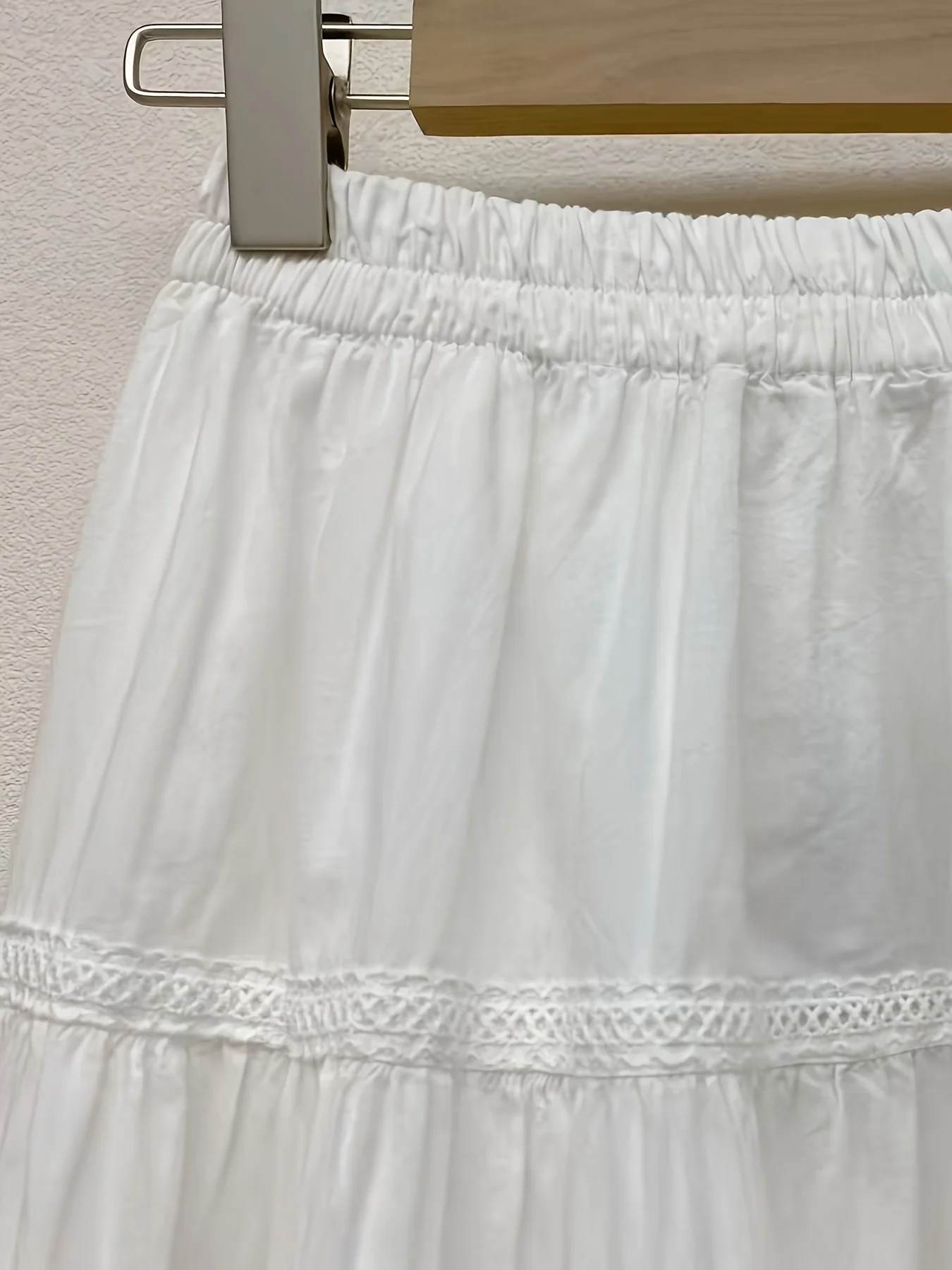 Spring and Summer New Style 100% Pure Cotton Sweet Forest-Style Artistic Patchwork Embroidered Double-Layer Cake Water-Soluble Lace Long Skirt Loose Casual Age-Reducing Solid Color A-Line Skirt