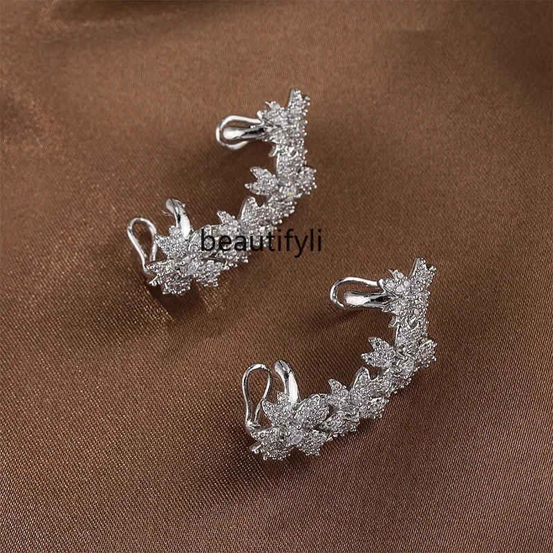 Korean Flower Ear Bone Clip Niche Design Sense Premium Ear Clip No Ear Piercing Earrings Women