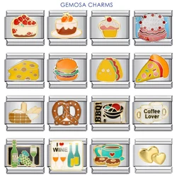GEMOSA Cute Y2k Women Men Food Cake Cheers Bread Beverage Italian Charm Links Fit 9mm Bracelets Stainless Steel DIY Jewelry