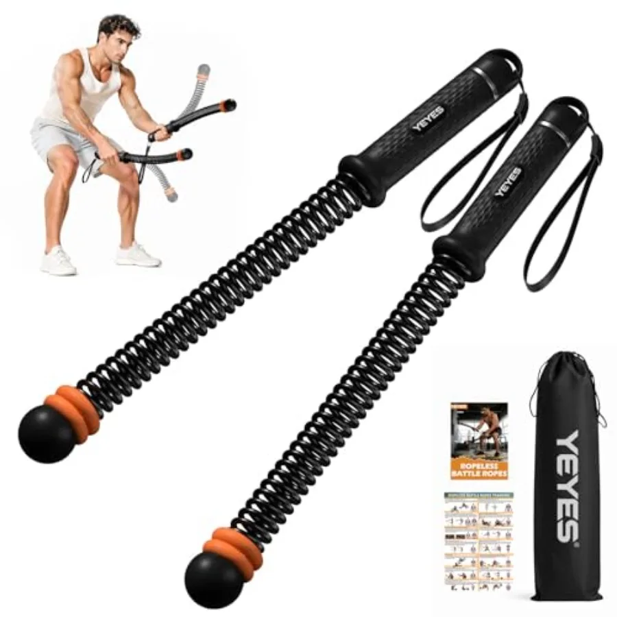 

Weighted Ropel Battle Ropes - Heavy Duty Cordl Workout Ropes with Steel Spring Resistance for HIIT and Home Gym, Compact Full B