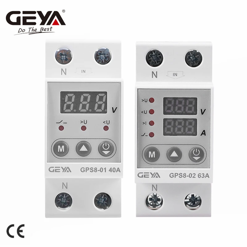 GEYA GPS8 Digital Over Current Protector Over Voltage Under Voltage Protective Device 40A 63A 80A 220VAC