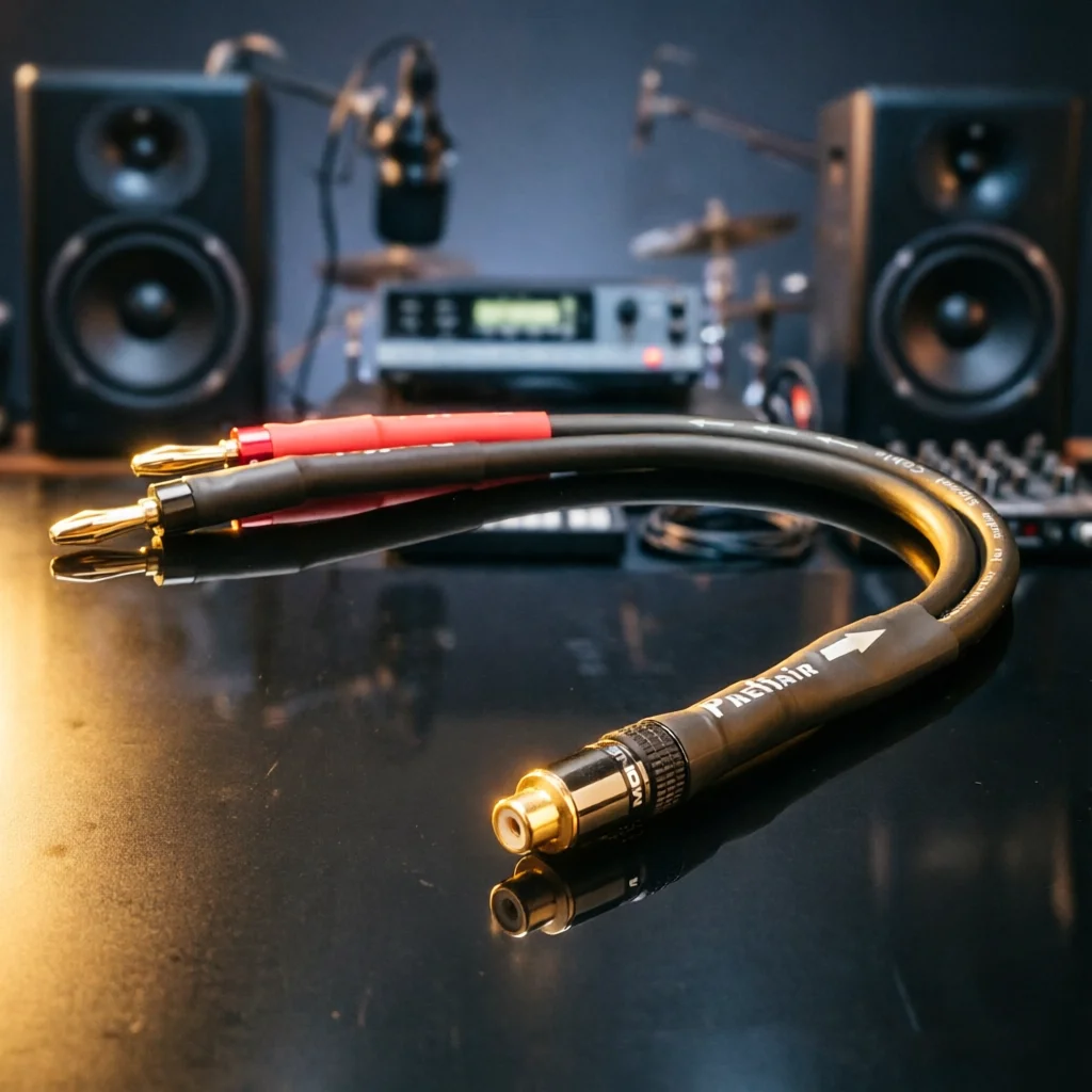HiFi Audiophile 2-Banana Plug to RCA Female Adapter Cable, Oxygen-Free Copper Speaker Wire for Amp/Receiver Binding Posts (4mm)