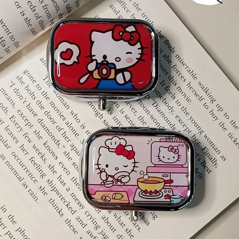 2026 Sanrio Anime Hello Kitty Metal Storage Box Pill Organizer Compartmentalized Cute Cartoon Mini Jewelry Box Container Kawaii view 4