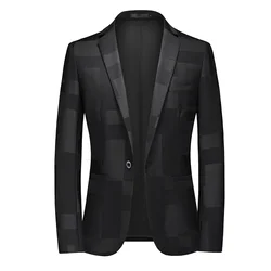 New Men Business Social Suit Jacket Summer Men's Single breasted Thin Dress Male Jacquard Blazers Coats A2581913