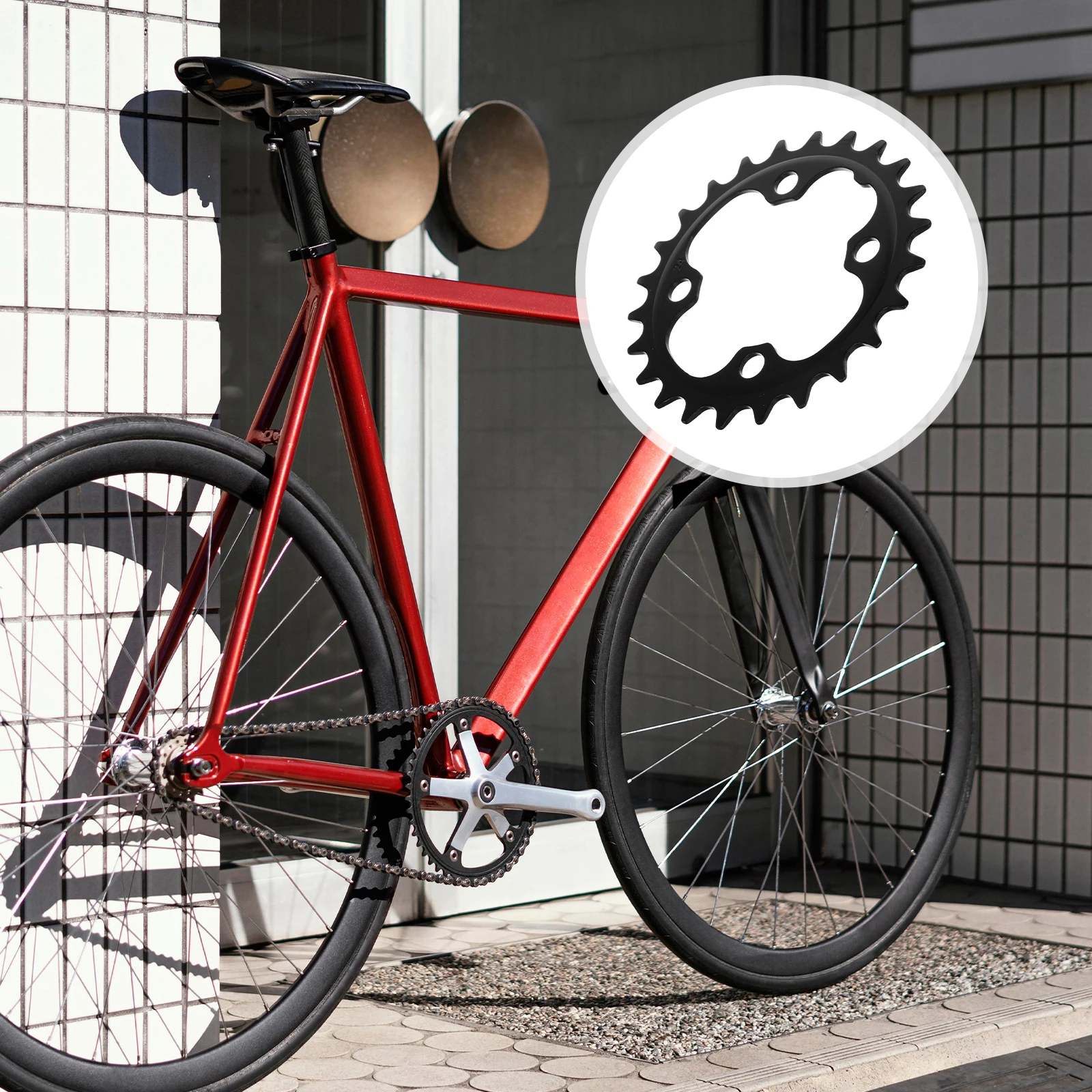 

Bicycle Sprocket Patch 24 Tooth Black Chainring Repair Tools Metal Bike Sprockets Parts Compatible Durability Enhanced Riding