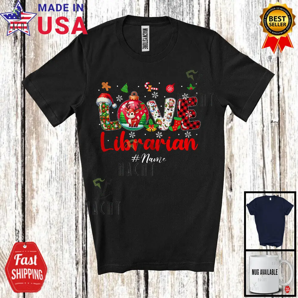 

LOVE Librarian; Amazing Christmas Plaid Ornament; Custom Name Librarian T-Shirt