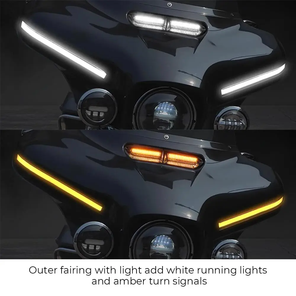 For Harley Touring Electra/Street Tri Glide 2014-25 Motorbike Front Batwing Upper Outer Fairing With LED Light view 4