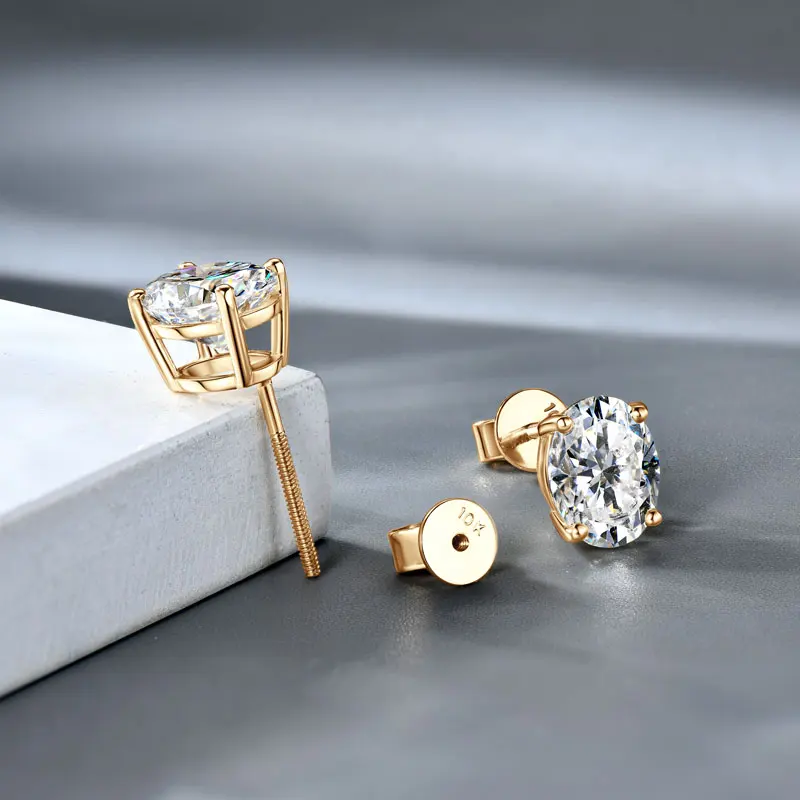 OXTAO أعلى جودة 10K الصلبة الذهب 1.5CT البيضاوي مويسانيتي وأقراط للنساء ثقب الأقراط الفاخرة مجوهرات هدية الكريسماس #5