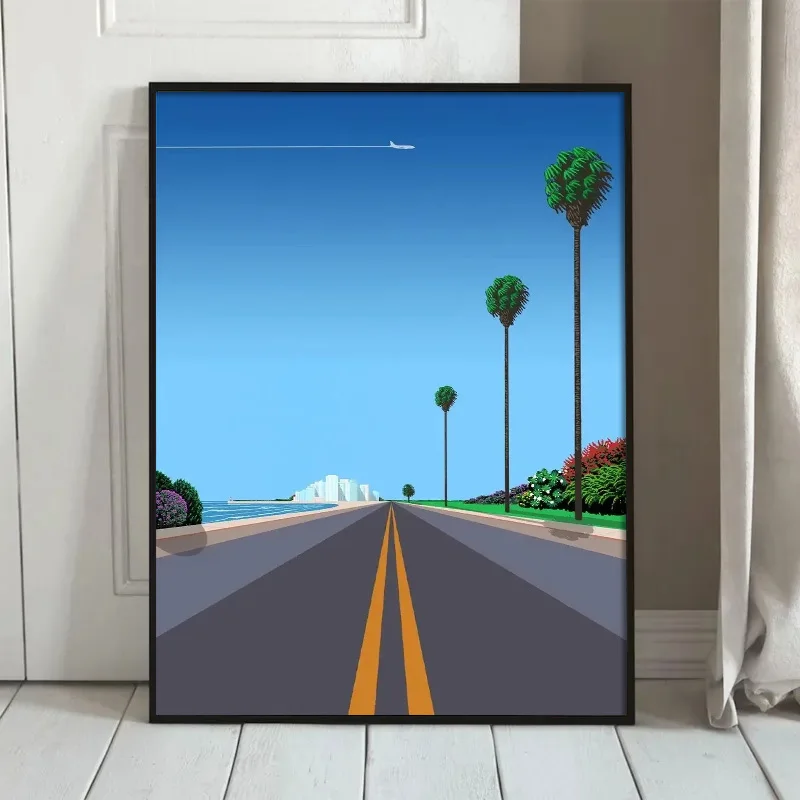 Retro Miami Beach Palm Tree Canvas Wall Art Tropical Coastal City Car Landscape Poster Nordic Home Decor Print For Living Room