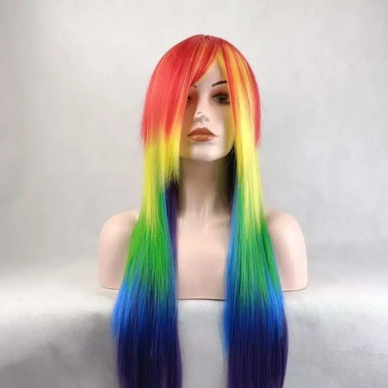 

Anime Cosplay Wig Rainbow Dash Harajuku Wig Colorful Synthetic Hair Wig Heat Resistant Party Wig