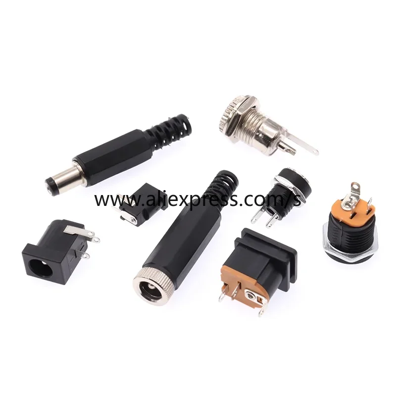 DC Power Supply Male And Female Plug Socket 10Pcs DC-005/DC002/DC022/DC023/DC025/DC099 Connector 5.5-2.1/2.5mm/1.35mm/1.7mm