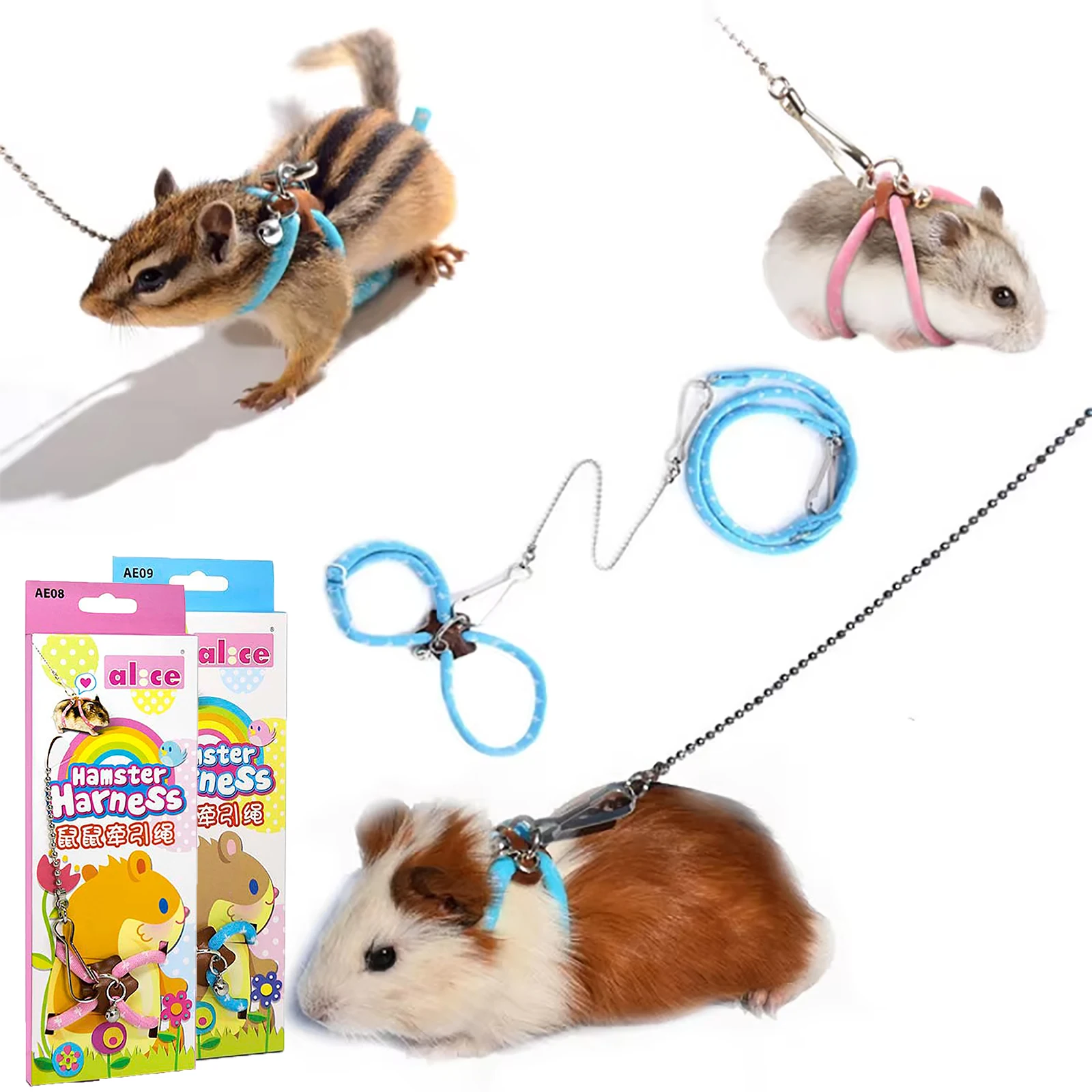 

New Small Pet Adjustable Soft Harness Leash Bird Parrot Mouse Hamster Ferrets Rat Pet Pig Leash Guinea Pig Accessories