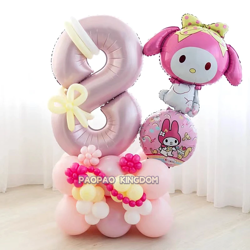 Kuromi Foil Balloons Arch Garland Kit Latex Balloon Number Balls Cinnamoroll Mymelody Birthday Baby Shower Party Decor Gift Toys