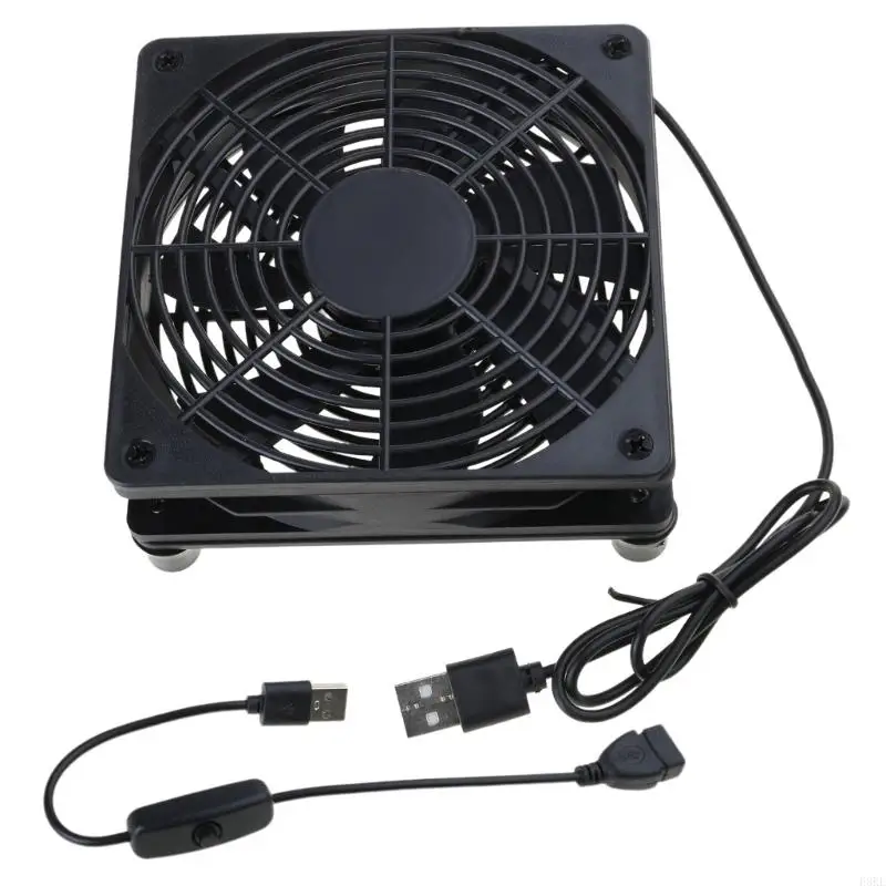 

F3KE High Airflow 120mm USB Cooling Fan with Rubber Feet for Routers, Modems, DVRs, TV Boxes, and PC Laptop Stands