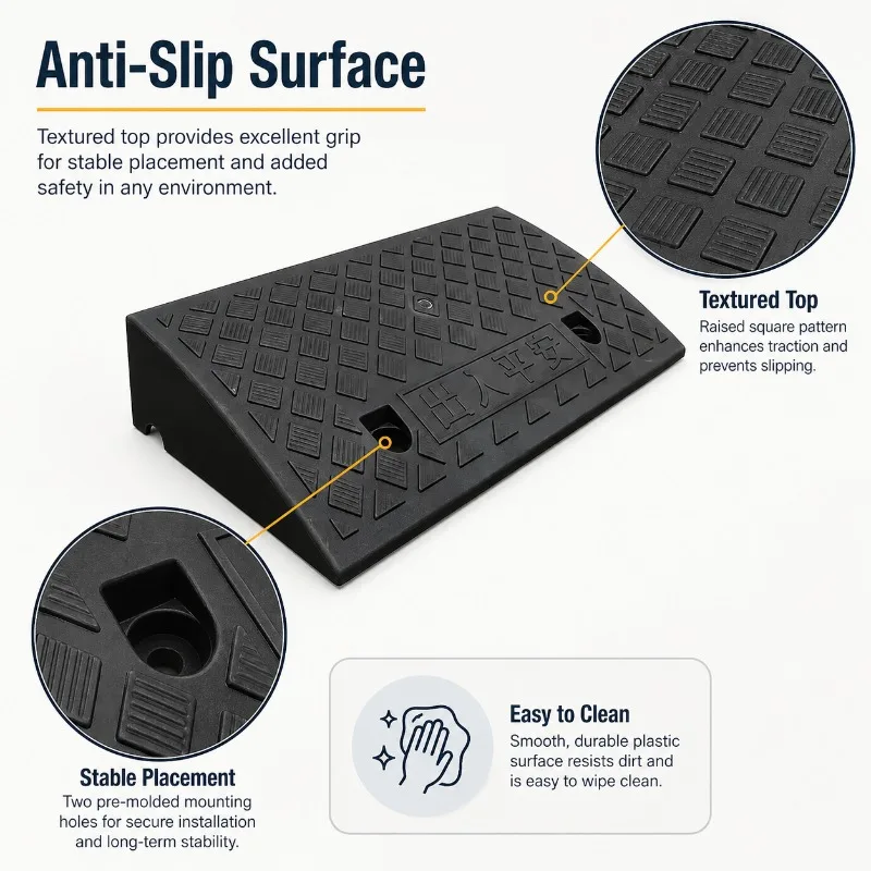 3 cm Portable Non-Slip Rubber Curb Ramp for Wheelchairs and Scooters