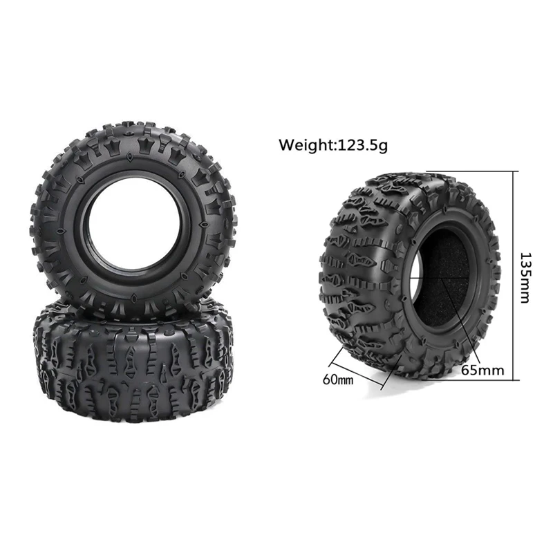 2pcs KXRC 2.6 Inch Climbing Tire High Quality Rubber JC High Performance Tire for 1/7 1/8  RC Crawler Car Traxxas Upgrade Parts