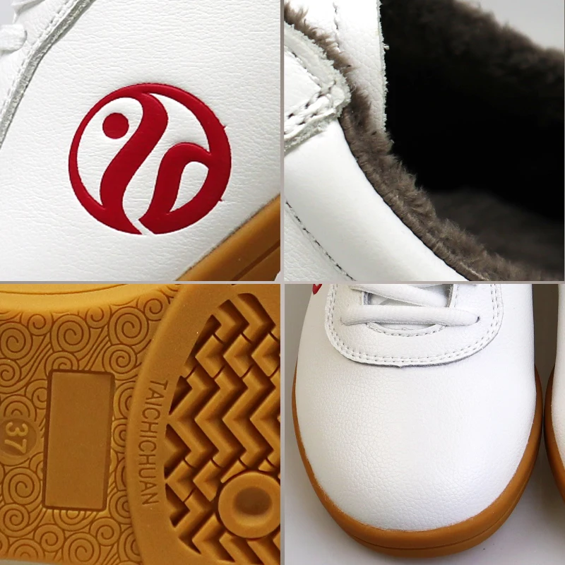 الشتاء جلد البقر الحقيقي تاي تشي الأحذية سماكة للكونغ فو الووشو فنون الدفاع عن النفس لينة مرنة وحيد خفيفة الوزن الرجال النساء