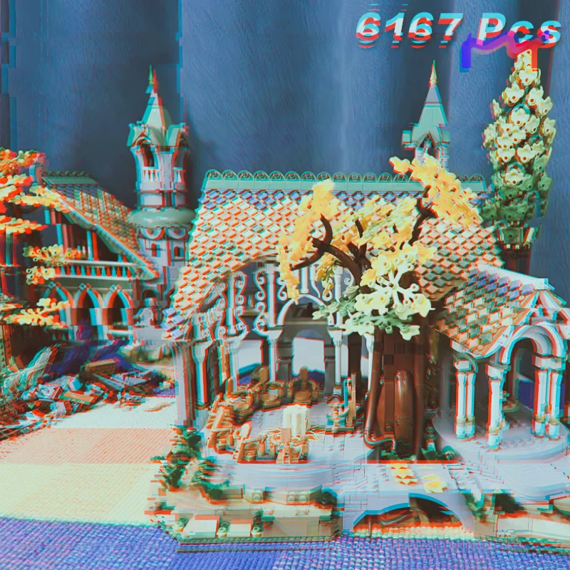 2026 nuevo 6167 Uds. Castillo de la Torre del Valle bloques de construcción DIY vista a la calle decoración del hogar juguetes de adorno regalos de cumpleaños y Navidad