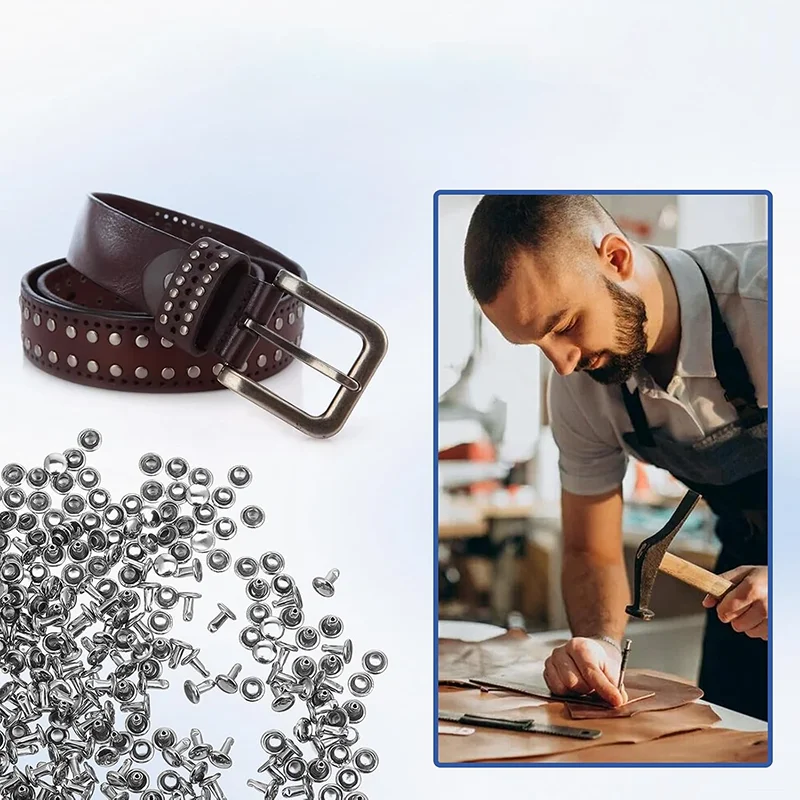 50-1000Sets 6-12mm Metal Double Cap Round Rivet Studs Collision Nail Spike Rock Leather Craft Shoe Bag Belt Garment Bracelet DIY