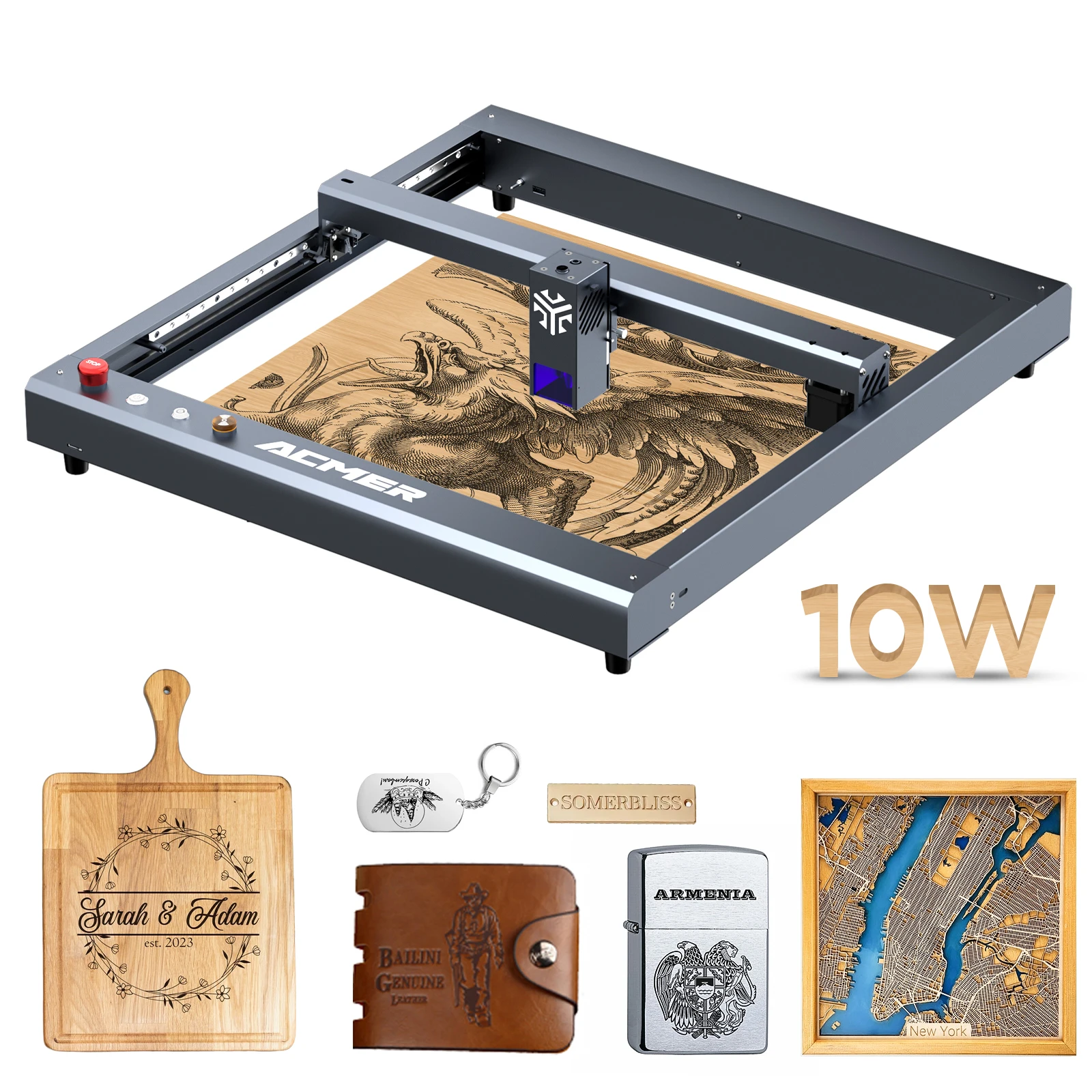 ACMER Laser Engraver, P2-10W Laser Cutter, Laser Engraving Machine, CNC Laser Cutter and Engraver Machine Class 4 for Stainless