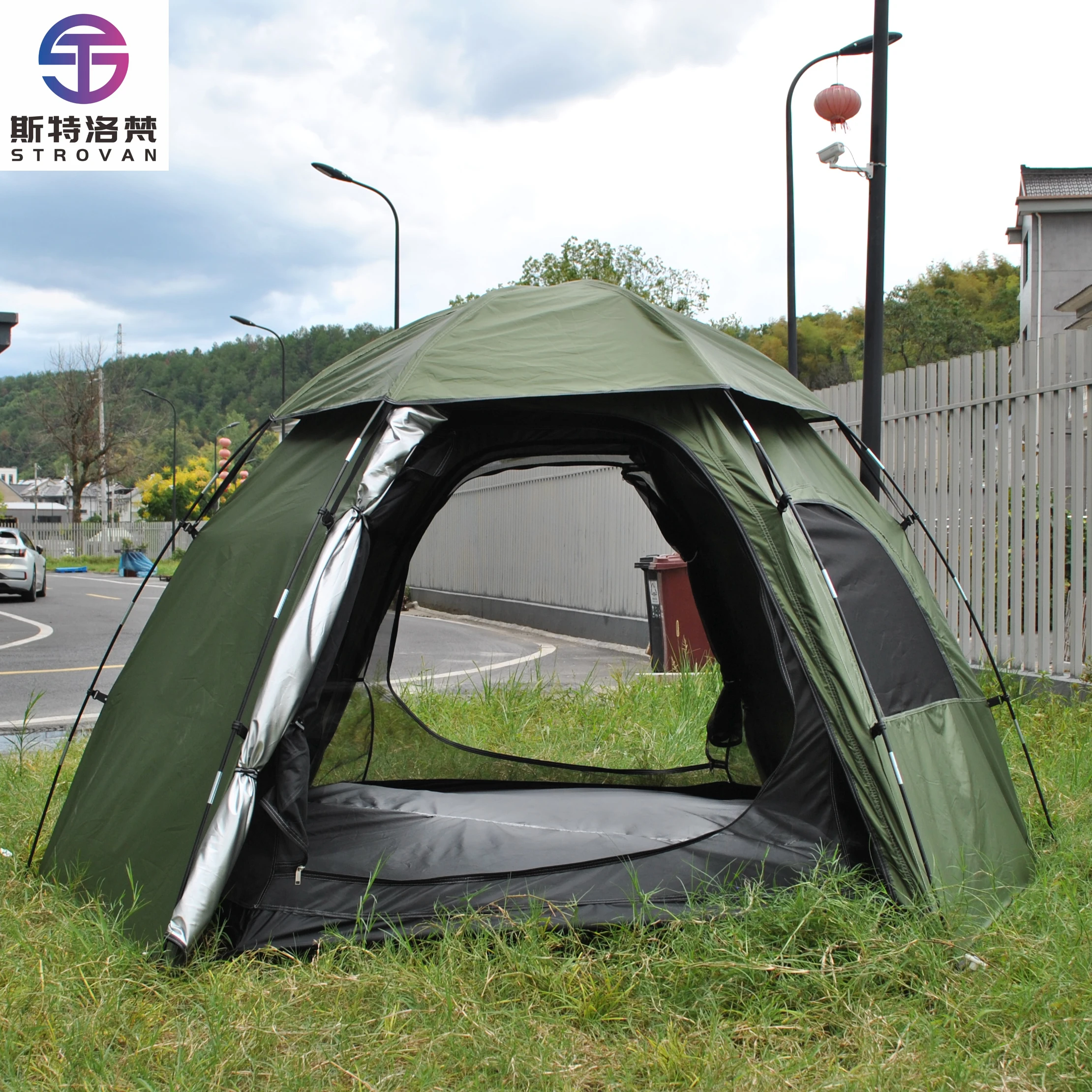 

STLF LZS Hexagon Camping Tent, 1-4 Person 2 Doors & 4 Mesh Windows Quick Setup Tent Big Large Waterproof Windproof, 4 Season Out