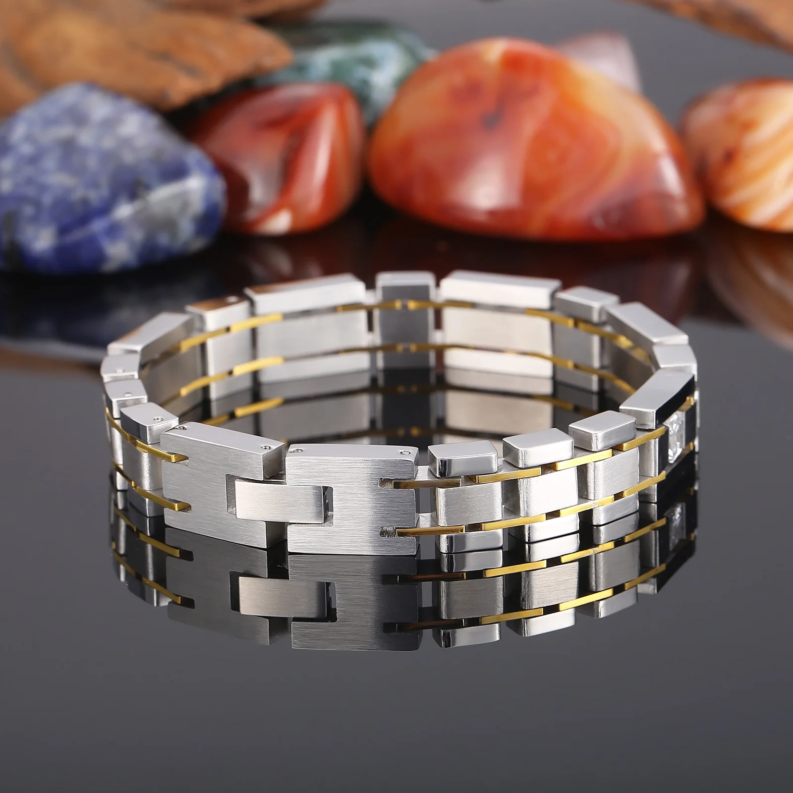 Stainless Steel Bracelet for Men Watch Bracelets Bangles Men Health Care Jewelry Titanium Steel Gift