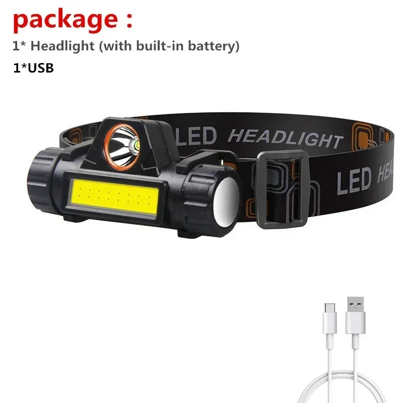 Mini Led Zoomble Headlamp Usb Rechargeable Portable Headlight 18650 Built-in Battery Outdoor Fishing Camping Head Lantern