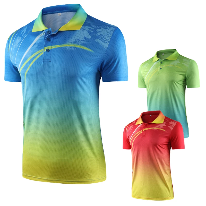 Badminton Tee Men Running Tranning Short Sleeve Summer New Sport Table Tennis Lapel Golf Shirt Breathable Custom 3D Print Top