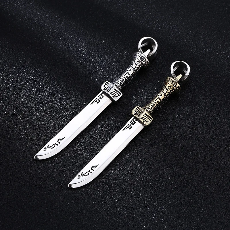 s925 sterling silver pendant men's samurai sword pendant thai silver retro distressed personalized niche jewelry