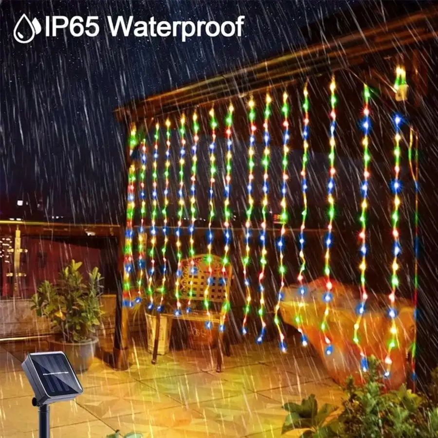 Solar-Vorhangleuchten: Wasserdicht, langlebig, weiß/gelb/farbig, solarbetrieben (Garten-/Hochzeits-/Party-Dekoration)