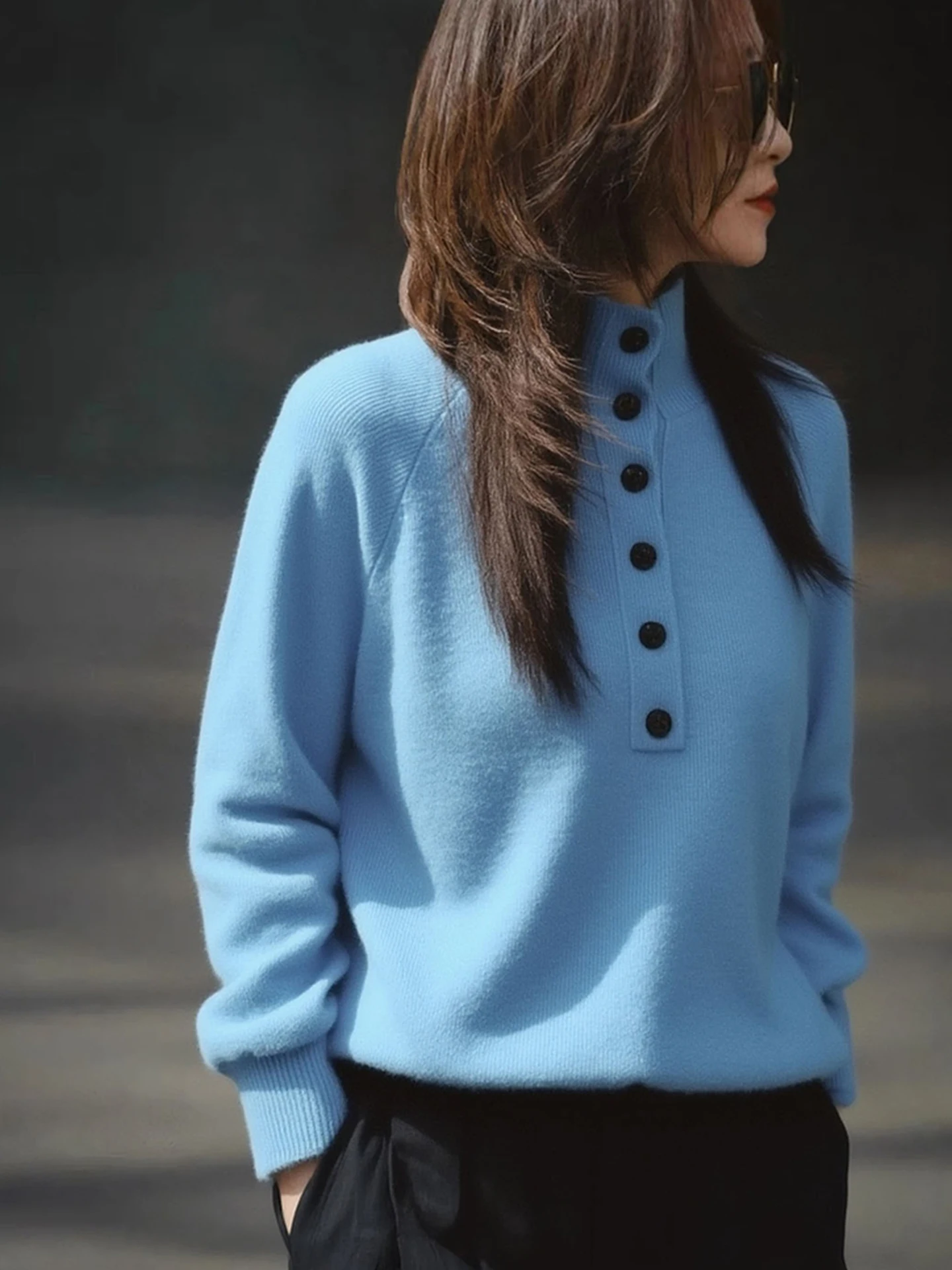 

Camere Knitted Sweater Thiened Casual Lazy Sle Long Sve Overhead Winter Faion Upper Apparel Pure Color Leisure