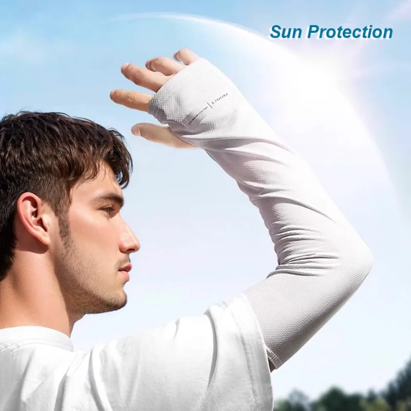 Unisex Sunscreen Ice Sleeves Fashion Reverse Cursor Outdoor UV Protection Elastic Driving Gloves Arm Sleeves