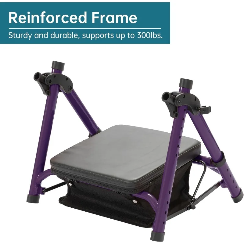 مشاية دوارة لجميع التضاريس مع عجلات غير هوائية مقاس 10 بوصات، ومقعد مبطن بالإسفنج ومسند ظهر، وإطار قابل للتعديل بالكامل لـ S #5