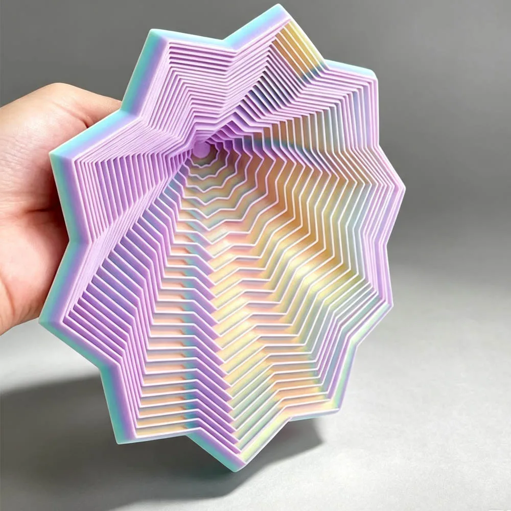 3D Printed Expanded Sensory Fidget Star Model Visual Illusion Hexagon Whirling Spiral Ornaments Stress Relief Board Game Toys